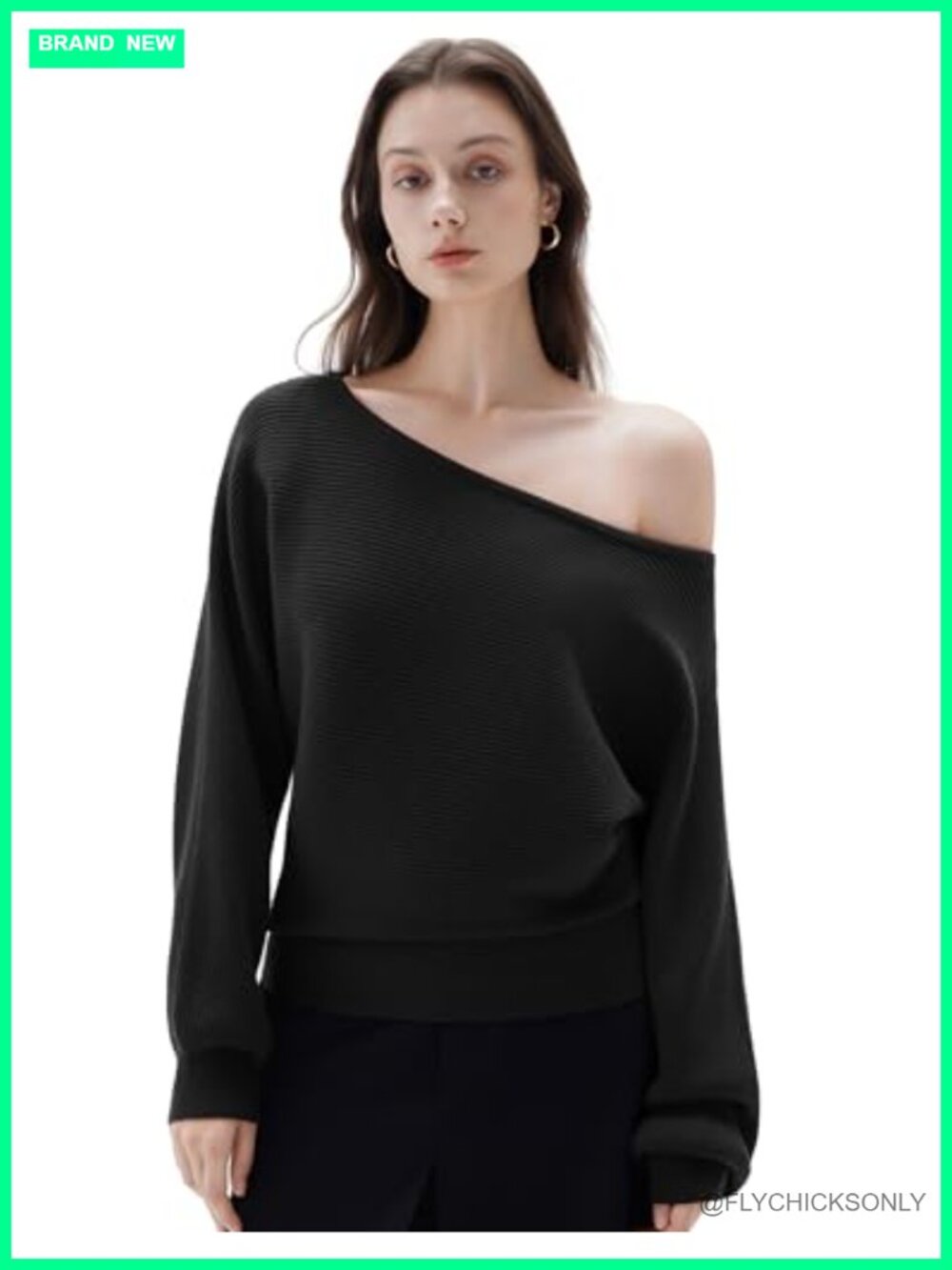 Oversized Off Shoulder Cashmere Blend Pullover Sweater Boat Neck Knit Jumper